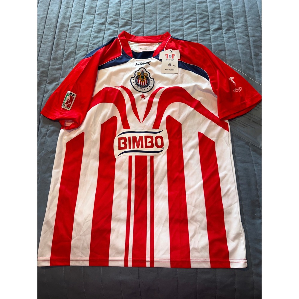 Reebok Chivas Guadalajara 2006 100th Anniversary Jersey Red White Mens XL #11